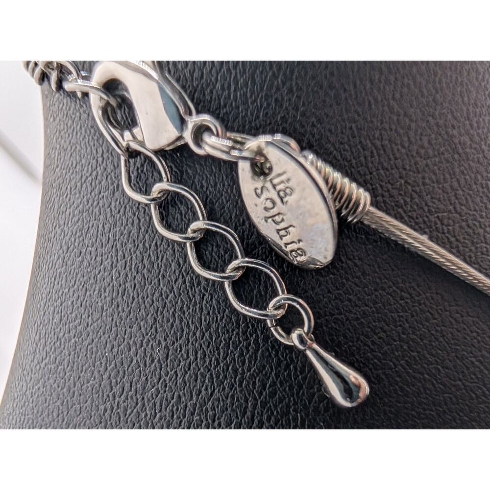 Lia Sophia Teardrop Pendant Necklace 18-inch SilverTone wire Mother of Pearl - Picture 2 of 5